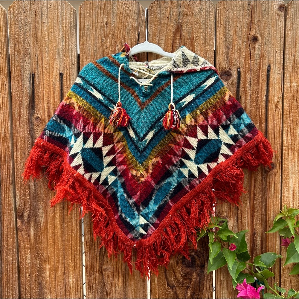 Alpaca wool baby poncho